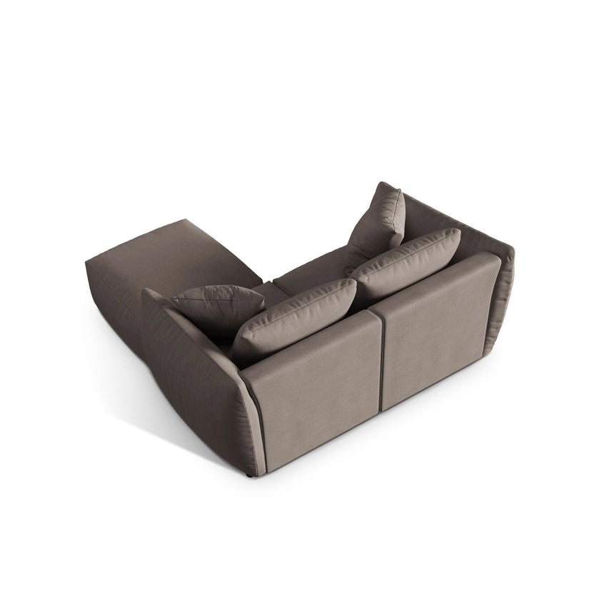 Chris 3-Sitzer Ecksofa mit Poufmodul in Leinenoptik aus Strukturierter Stoff (LINS07) in Concrete, 220x200 cm – Bild 6