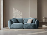 Chris 3-Sitzer Sofa in Leinenoptik aus Samt (CasDaBl) in Pastel Blue, 220x100 cm – Bild 2