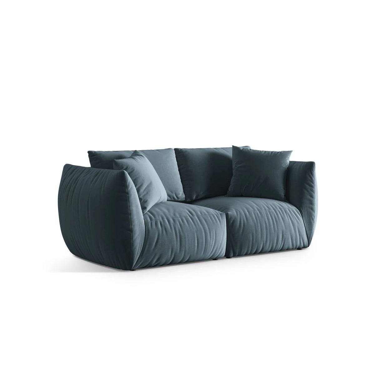 Chris 3-Sitzer Sofa in Leinenoptik aus Samt (CasDaBl) in Pastel Blue, 220x100 cm – Bild 4