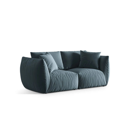 Chris 3-Sitzer Sofa in Leinenoptik aus Samt (CasDaBl) in Pastel Blue, 220x100 cm – Bild 4