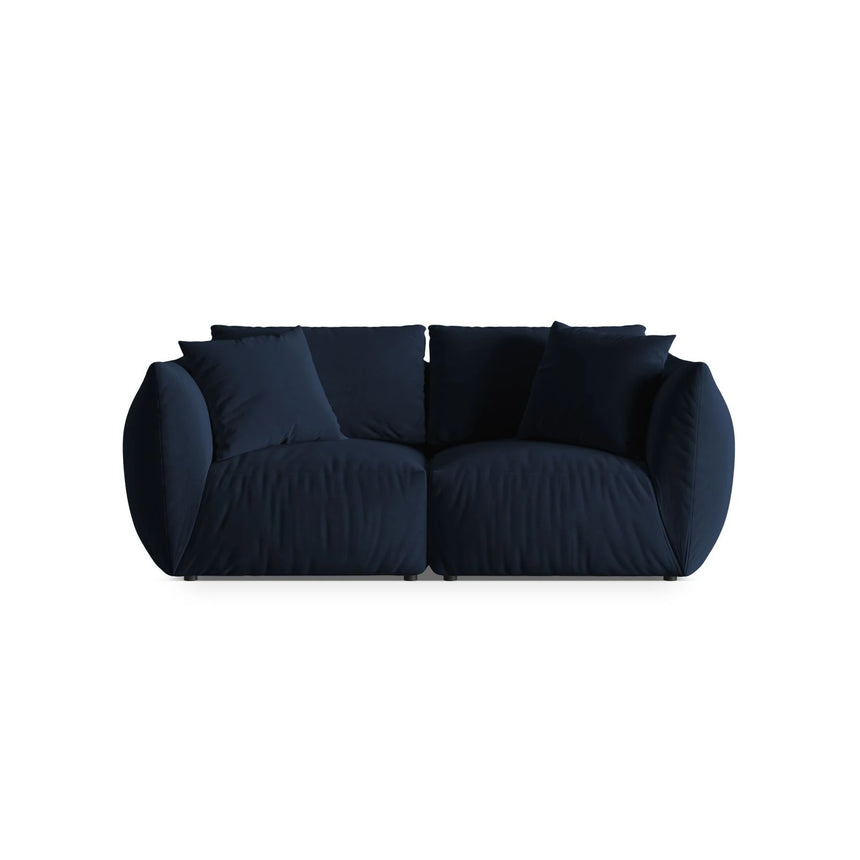 Chris 3-Sitzer Sofa in Leinenoptik aus Samt (CasDeBl) in Königsblau, 220x100 cm – Bild 1