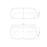Chris 3-Sitzer Sofa in Leinenoptik aus Samt (CasDeBl) in Königsblau, 220x100 cm – Bild 3