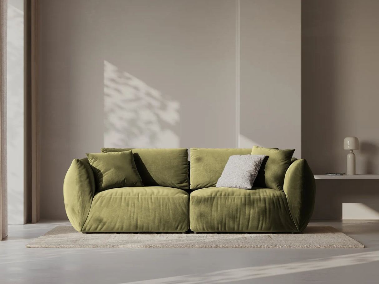 Chris 3-Sitzer Sofa in Leinenoptik aus Samt (CasFor) in Light Green, 220x100 cm – Bild 2