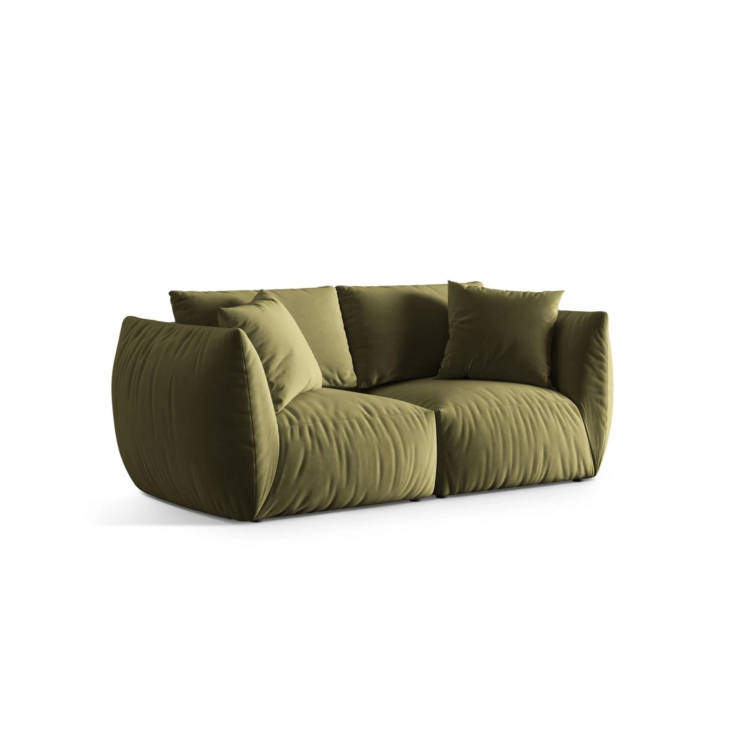 Chris 3-Sitzer Sofa in Leinenoptik aus Samt (CasFor) in Light Green, 220x100 cm – Bild 4