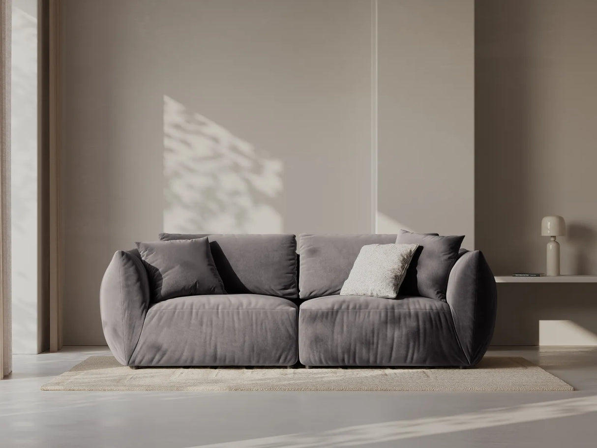 Chris 3-Sitzer Sofa in Leinenoptik aus Samt (CasGraph) in Dunkelgrau, 220x100 cm – Bild 2