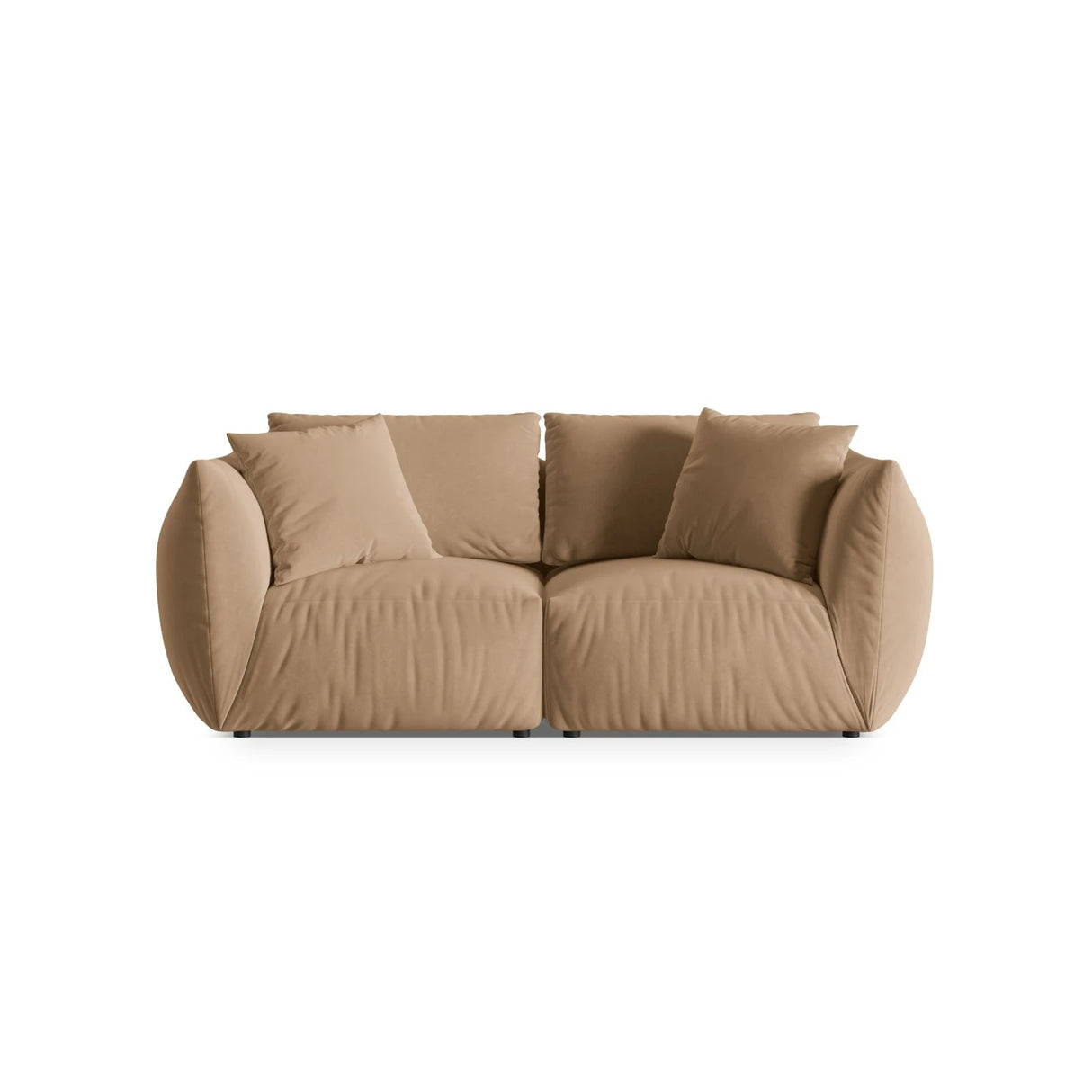 Chris 3-Sitzer Sofa in Leinenoptik aus Samt (CasLio) in Sand, 220x100 cm – Bild 1