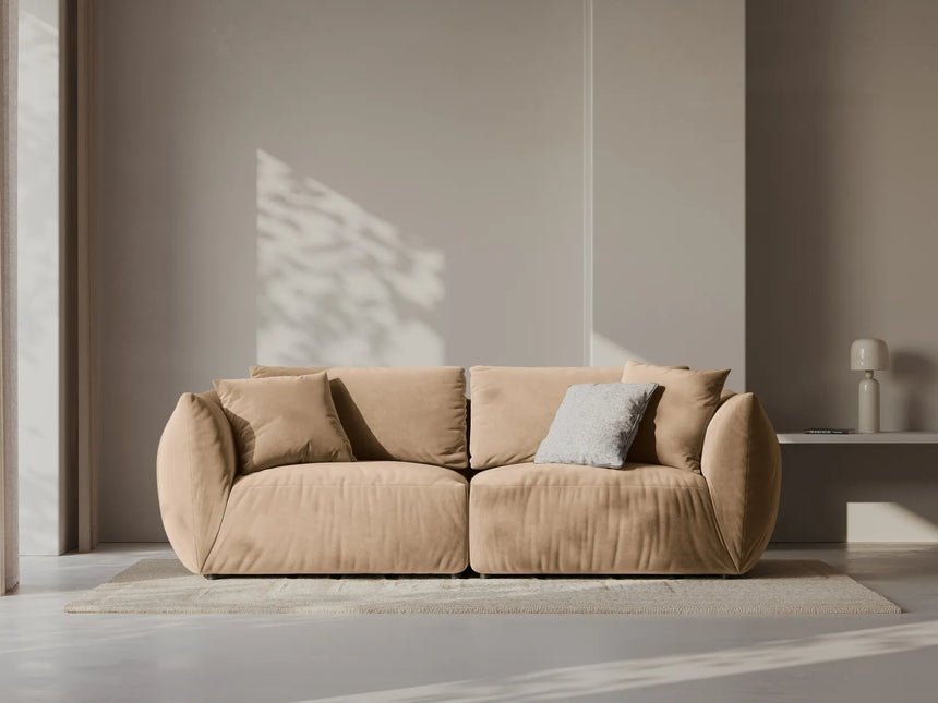 Chris 3-Sitzer Sofa in Leinenoptik aus Samt (CasLio) in Sand, 220x100 cm – Bild 2