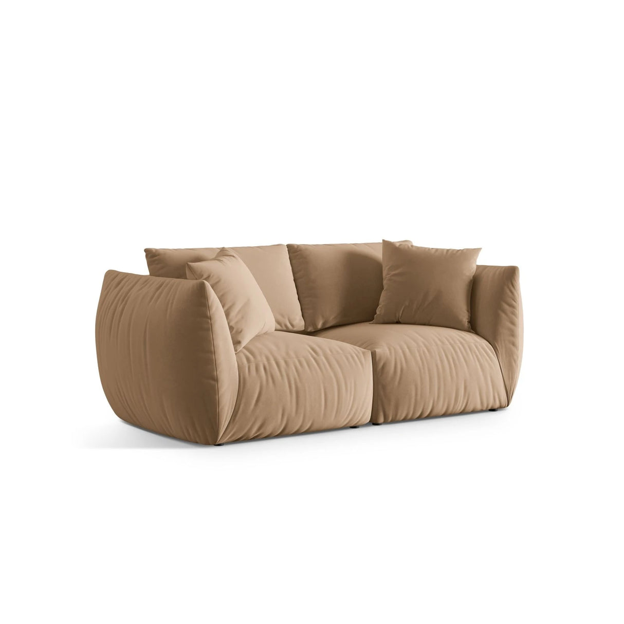 Chris 3-Sitzer Sofa in Leinenoptik aus Samt (CasLio) in Sand, 220x100 cm – Bild 4