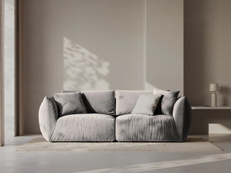 Chris 3-Sitzer Sofa in Leinenoptik aus Samt (CasSto) in Grau, 220x100 cm – Bild 2