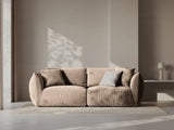 Chris 3-Sitzer Sofa in Leinenoptik aus Samt (CasTau) in Light Brown, 220x100 cm – Bild 2