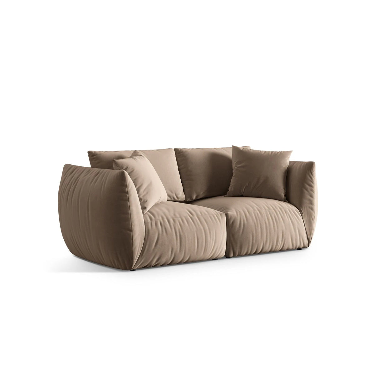 Chris 3-Sitzer Sofa in Leinenoptik aus Samt (CasTau) in Light Brown, 220x100 cm – Bild 4