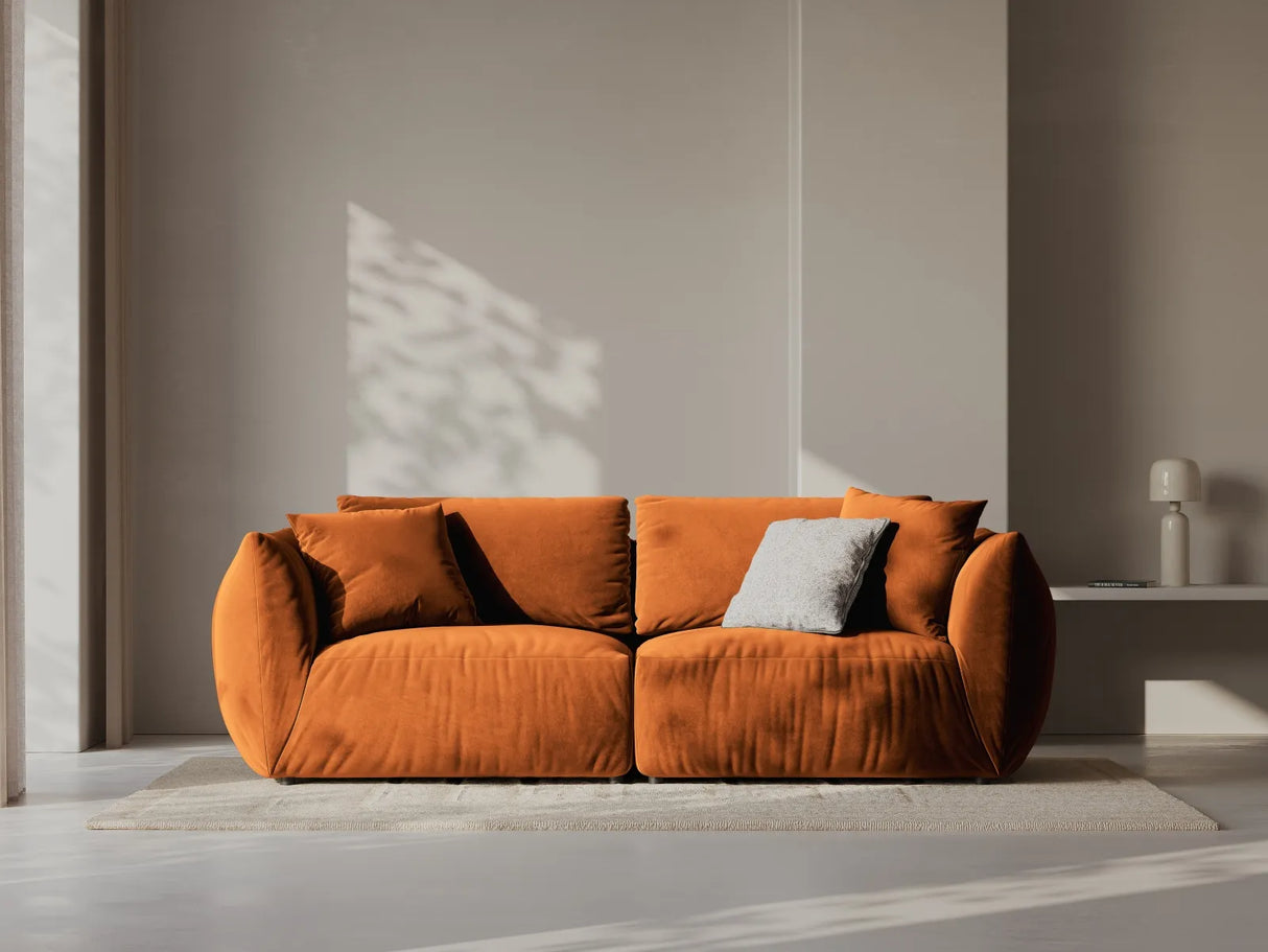 Chris 3-Sitzer Sofa in Leinenoptik aus Samt (CasTerr) in Terrakotta, 220x100 cm – Bild 2