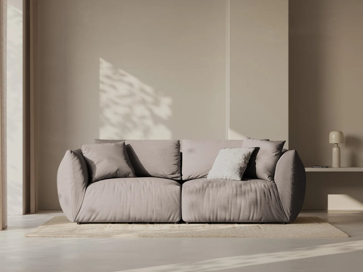 Chris 3-Sitzer Sofa in Leinenoptik aus Strukturierter Stoff (LINS07) in Concrete, 220x100 cm – Bild 2