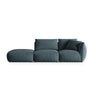 Chris 3-Sitzer Sofa, Links, mit Poufmodul, in Leinenoptik aus Samt (CasDaBl) in Pastel Blue, 315x100 cm – Bild 1