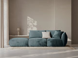 Chris 3-Sitzer Sofa, Links, mit Poufmodul, in Leinenoptik aus Samt (CasDaBl) in Pastel Blue, 315x100 cm – Bild 2