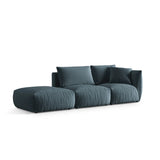 Chris 3-Sitzer Sofa, Links, mit Poufmodul, in Leinenoptik aus Samt (CasDaBl) in Pastel Blue, 315x100 cm – Bild 4
