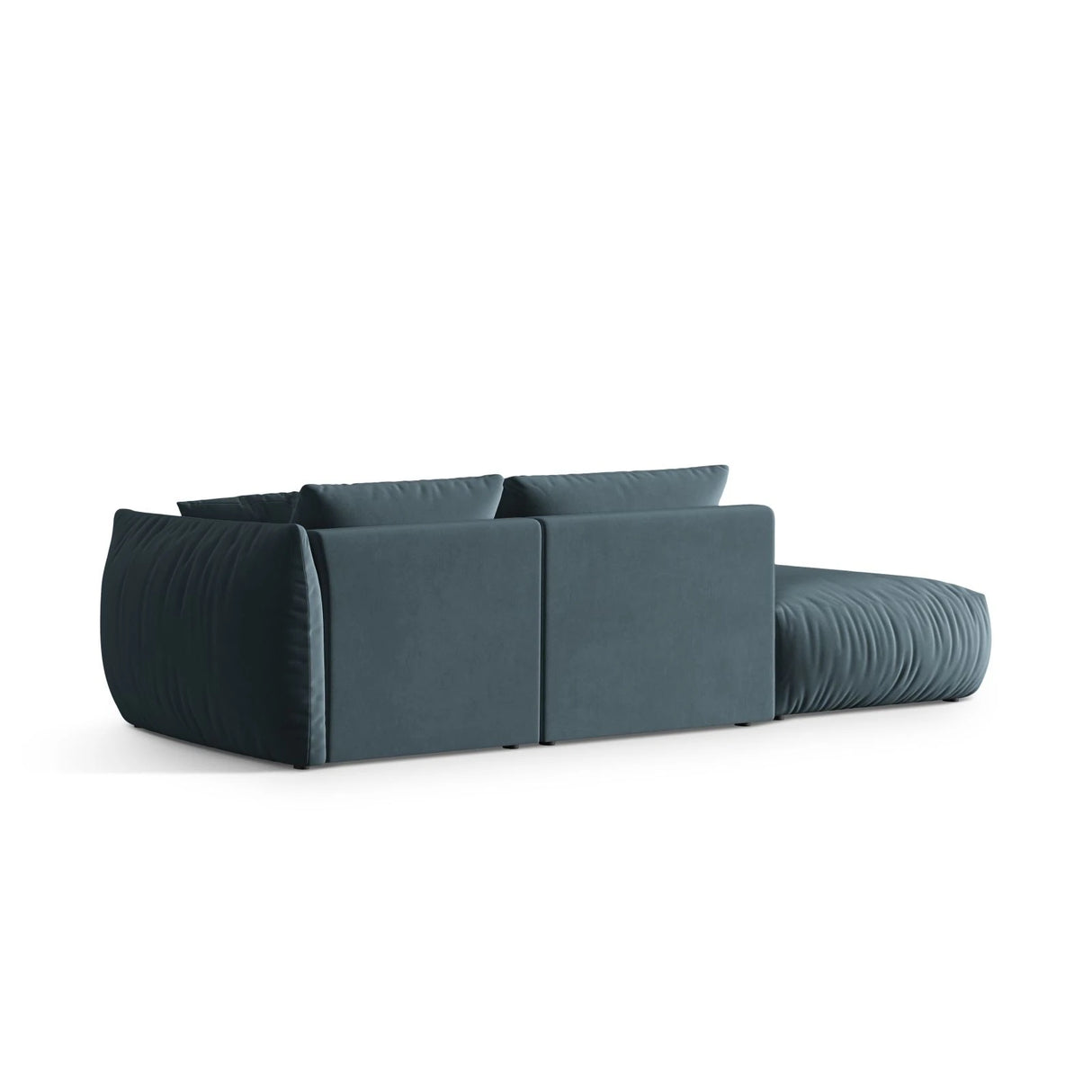 Chris 3-Sitzer Sofa, Links, mit Poufmodul, in Leinenoptik aus Samt (CasDaBl) in Pastel Blue, 315x100 cm – Bild 5