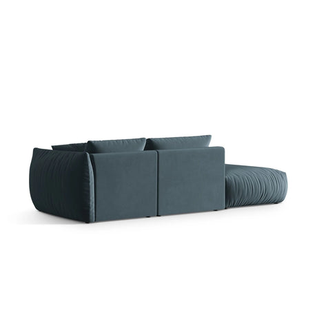 Chris 3-Sitzer Sofa, Links, mit Poufmodul, in Leinenoptik aus Samt (CasDaBl) in Pastel Blue, 315x100 cm – Bild 5