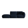 Chris 3-Sitzer Sofa, Links, mit Poufmodul, in Leinenoptik aus Samt (CasDeBl) in Königsblau, 315x100 cm – Bild 1