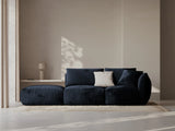 Chris 3-Sitzer Sofa, Links, mit Poufmodul, in Leinenoptik aus Samt (CasDeBl) in Königsblau, 315x100 cm – Bild 2
