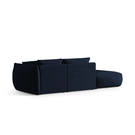 Chris 3-Sitzer Sofa, Links, mit Poufmodul, in Leinenoptik aus Samt (CasDeBl) in Königsblau, 315x100 cm – Bild 5