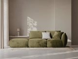 Chris 3-Sitzer Sofa, Links, mit Poufmodul, in Leinenoptik aus Samt (CasFor) in Light Green, 315x100 cm – Bild 2