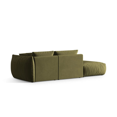 Chris 3-Sitzer Sofa, Links, mit Poufmodul, in Leinenoptik aus Samt (CasFor) in Light Green, 315x100 cm – Bild 5
