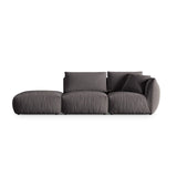 Chris 3-Sitzer Sofa, Links, mit Poufmodul, in Leinenoptik aus Samt (CasGraph) in Dunkelgrau, 315x100 cm – Bild 1