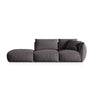 Chris 3-Sitzer Sofa, Links, mit Poufmodul, in Leinenoptik aus Samt (CasGraph) in Dunkelgrau, 315x100 cm – Bild 1