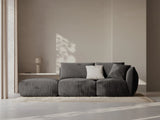 Chris 3-Sitzer Sofa, Links, mit Poufmodul, in Leinenoptik aus Samt (CasGraph) in Dunkelgrau, 315x100 cm – Bild 2