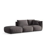 Chris 3-Sitzer Sofa, Links, mit Poufmodul, in Leinenoptik aus Samt (CasGraph) in Dunkelgrau, 315x100 cm – Bild 4