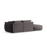 Chris 3-Sitzer Sofa, Links, mit Poufmodul, in Leinenoptik aus Samt (CasGraph) in Dunkelgrau, 315x100 cm – Bild 5
