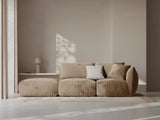 Chris 3-Sitzer Sofa, Links, mit Poufmodul, in Leinenoptik aus Samt (CasLio) in Sand, 315x100 cm – Bild 2