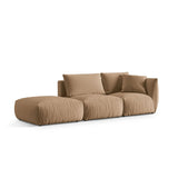 Chris 3-Sitzer Sofa, Links, mit Poufmodul, in Leinenoptik aus Samt (CasLio) in Sand, 315x100 cm – Bild 4