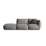 Chris 3-Sitzer Sofa, Links, mit Poufmodul, in Leinenoptik aus Samt (CasSto) in Grau, 315x100 cm – Bild 1