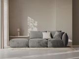 Chris 3-Sitzer Sofa, Links, mit Poufmodul, in Leinenoptik aus Samt (CasSto) in Grau, 315x100 cm – Bild 2