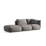 Chris 3-Sitzer Sofa, Links, mit Poufmodul, in Leinenoptik aus Samt (CasSto) in Grau, 315x100 cm – Bild 4