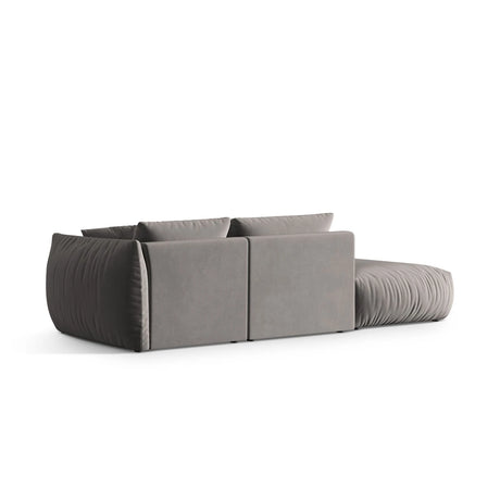 Chris 3-Sitzer Sofa, Links, mit Poufmodul, in Leinenoptik aus Samt (CasSto) in Grau, 315x100 cm – Bild 5