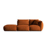 Chris 3-Sitzer Sofa, Links, mit Poufmodul, in Leinenoptik aus Samt (CasTerr) in Terrakotta, 315x100 cm – Bild 1