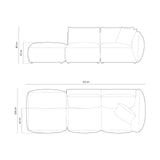 Chris 3-Sitzer Sofa, Links, mit Poufmodul, in Leinenoptik aus Samt (CasTerr) in Terrakotta, 315x100 cm – Bild 3