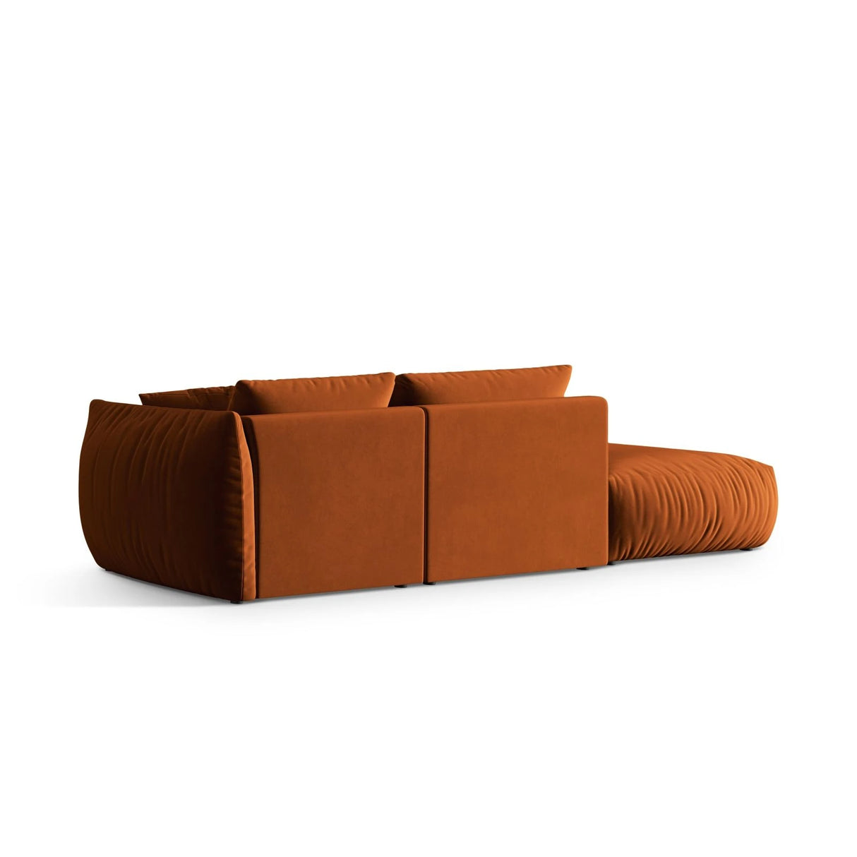 Chris 3-Sitzer Sofa, Links, mit Poufmodul, in Leinenoptik aus Samt (CasTerr) in Terrakotta, 315x100 cm – Bild 5