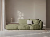 Chris 3-Sitzer Sofa, Links, mit Poufmodul, in Leinenoptik aus Strukturierter Stoff (LIN74) in Light Green, 315x100 cm – Bild 2