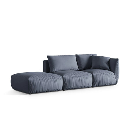 Chris 3-Sitzer Sofa, Links, mit Poufmodul, in Leinenoptik aus Strukturierter Stoff (LIN74) in Light Green, 315x100 cm – Bild 4
