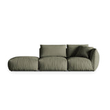 Chris 3-Sitzer Sofa, Links, mit Poufmodul, in Leinenoptik aus Strukturierter Stoff (LIN81) in Muted Blue, 315x100 cm – Bild 1