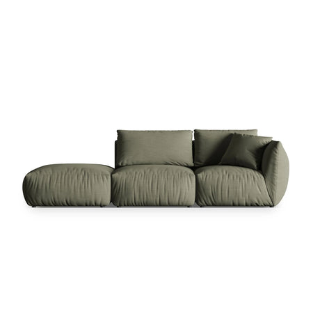 Chris 3-Sitzer Sofa, Links, mit Poufmodul, in Leinenoptik aus Strukturierter Stoff (LIN81) in Muted Blue, 315x100 cm – Bild 1