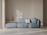 Chris 3-Sitzer Sofa, Links, mit Poufmodul, in Leinenoptik aus Strukturierter Stoff (LIN81) in Muted Blue, 315x100 cm – Bild 2