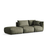 Chris 3-Sitzer Sofa, Links, mit Poufmodul, in Leinenoptik aus Strukturierter Stoff (LIN81) in Muted Blue, 315x100 cm – Bild 4
