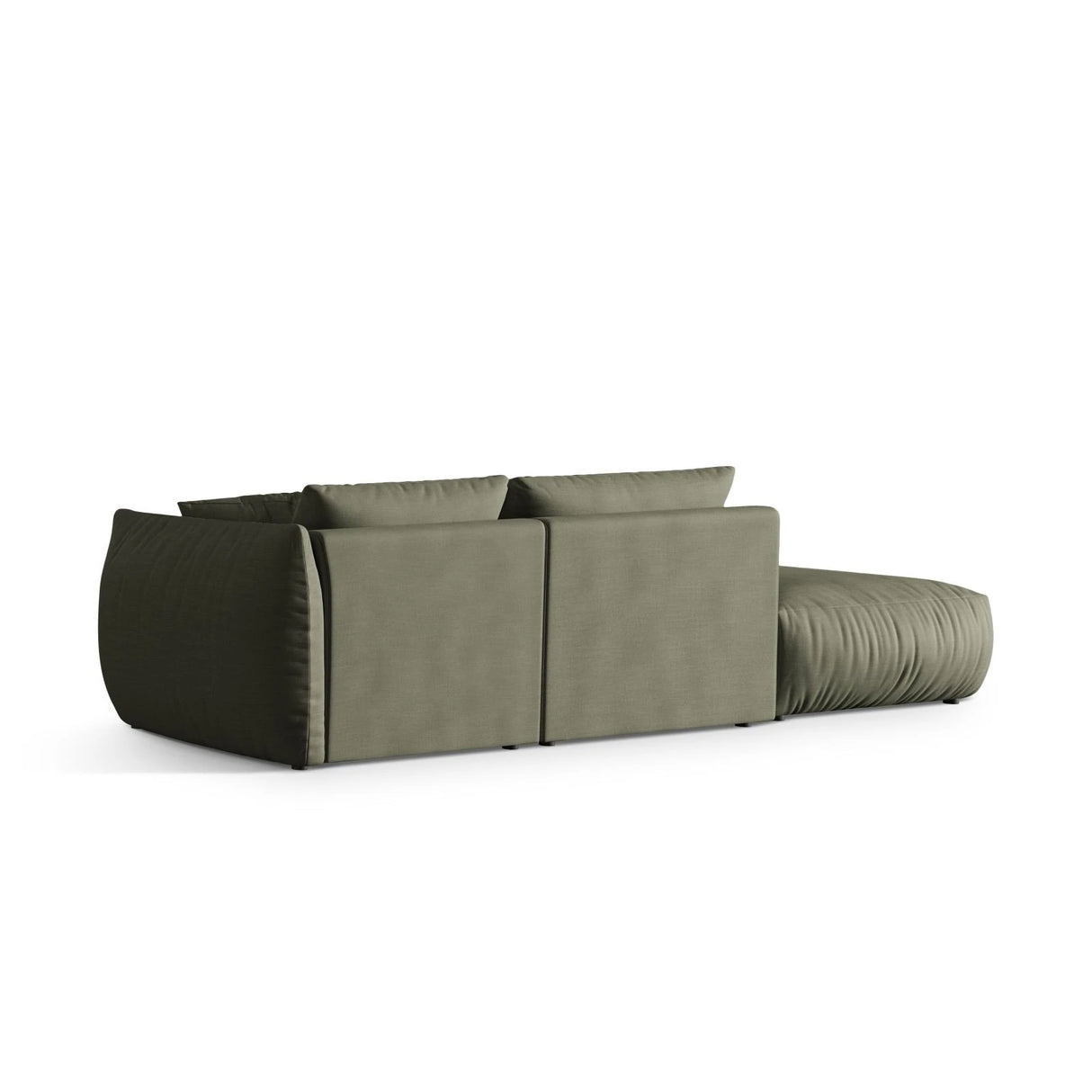 Chris 3-Sitzer Sofa, Links, mit Poufmodul, in Leinenoptik aus Strukturierter Stoff (LIN81) in Muted Blue, 315x100 cm – Bild 5