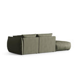 Chris 3-Sitzer Sofa, Links, mit Poufmodul, in Leinenoptik aus Strukturierter Stoff (LIN81) in Muted Blue, 315x100 cm – Bild 5