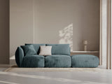 Chris 3-Sitzer Sofa, Rechts, mit Poufmodul, in Leinenoptik aus Samt (CasDaBl) in Pastel Blue, 315x100 cm – Bild 2